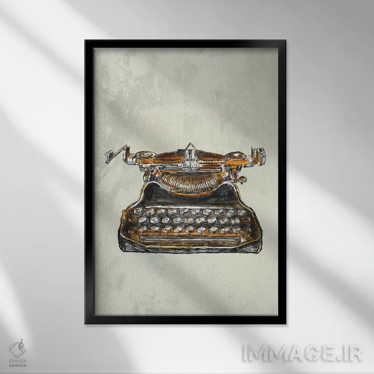تابلو دکوراتیو ماشین تایپ قدیمی اثر فانیتسا پترو - نمای قابدار مشکی