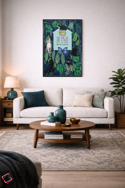 تابلو دکوراتیو تو و من و خانه ای پر از گربه ها اثر فانیتسا پترو - D4B