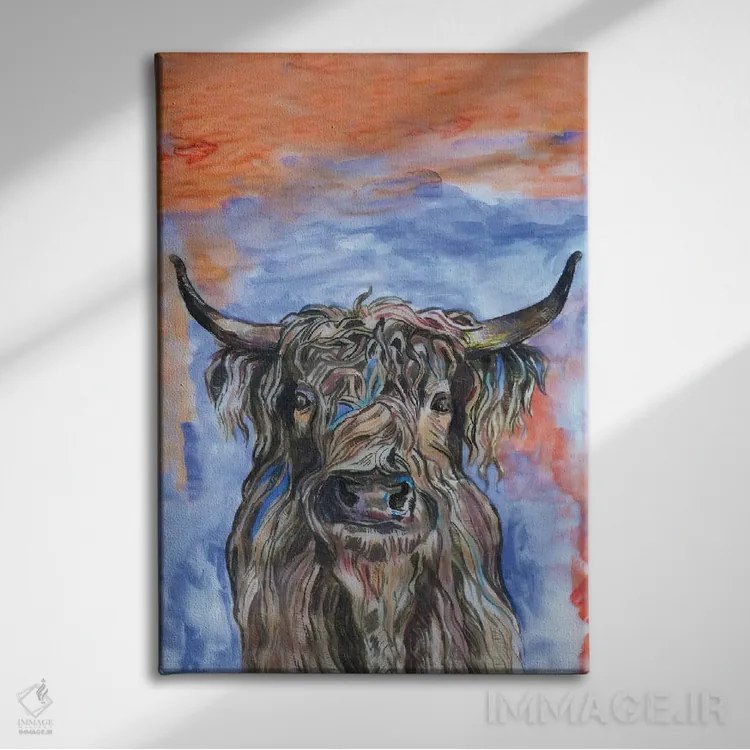 تابلو دکوراتیو گاو کوهستانی اثر فانیتسا پترو - نمای روبهرو روی دیوار