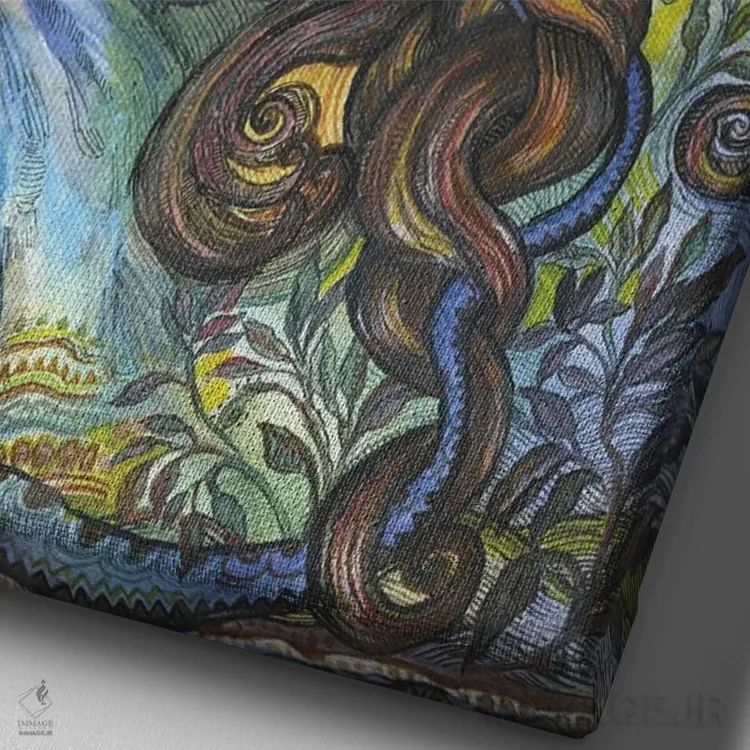 تابلو دکوراتیو زندگی با عینک خوش بینی ۱ اثر فانیتسا پترو - نمای نزدیک بافت بوم