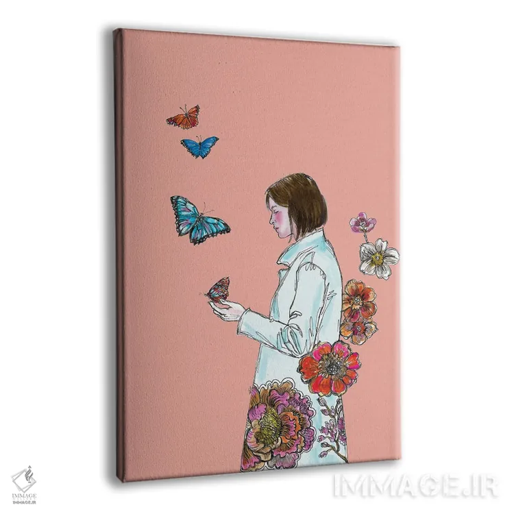 تابلو دکوراتیو پروانه ها و گل ها اثر فانیتسا پترو - نمای پرسپکتیو محصول