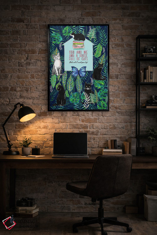 تابلو دکوراتیو تو و من و خانه ای پر از گربه ها اثر فانیتسا پترو - D5B