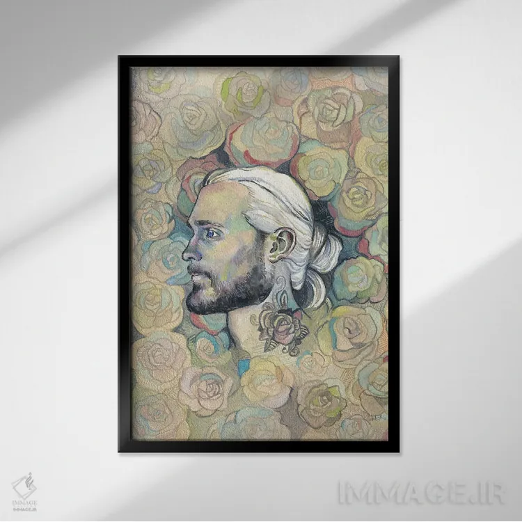 تابلو دکوراتیو تتو گل رز اثر فانیتسا پترو - نمای قابدار مشکی