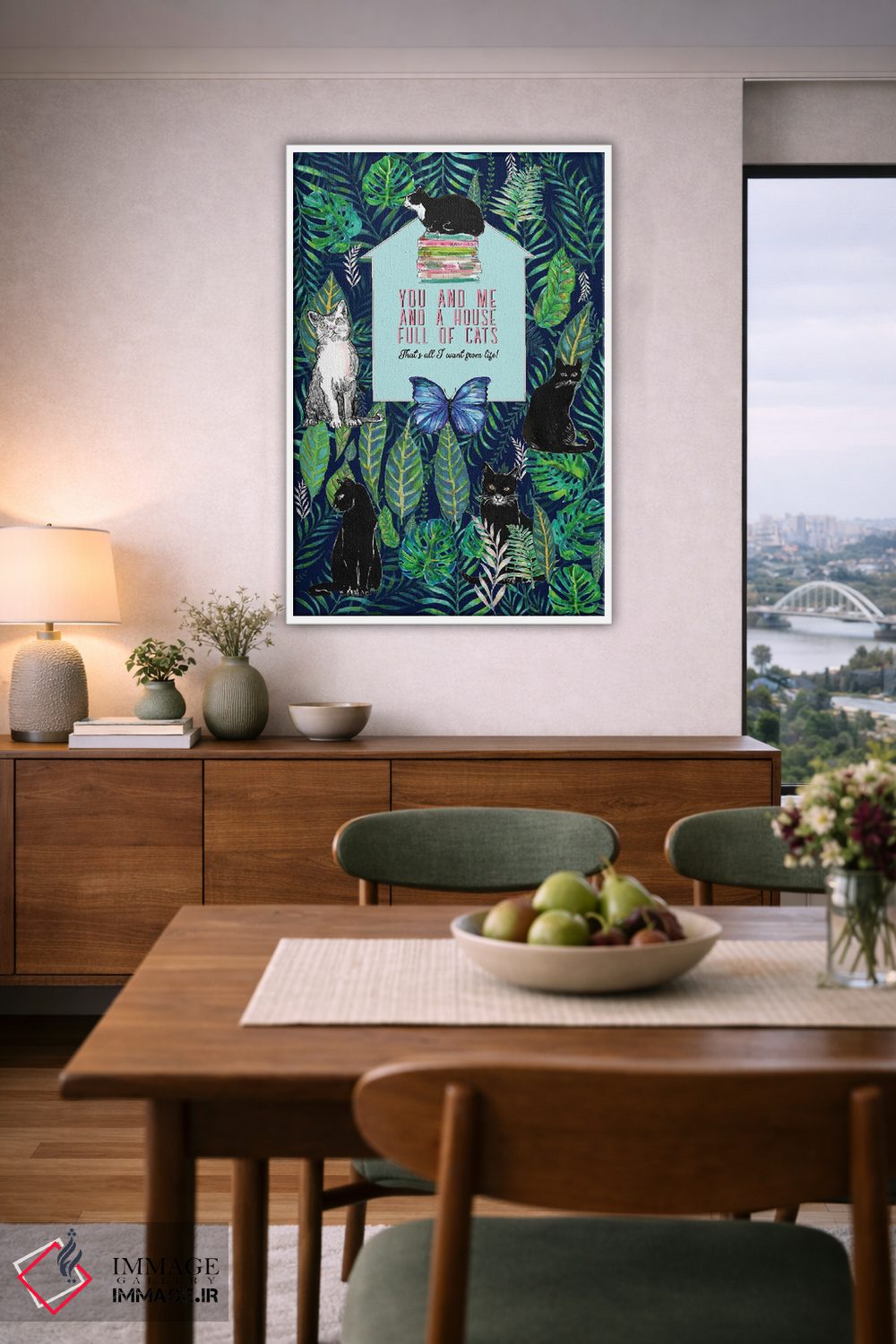 تابلو دکوراتیو تو و من و خانه ای پر از گربه ها اثر فانیتسا پترو - D6W
