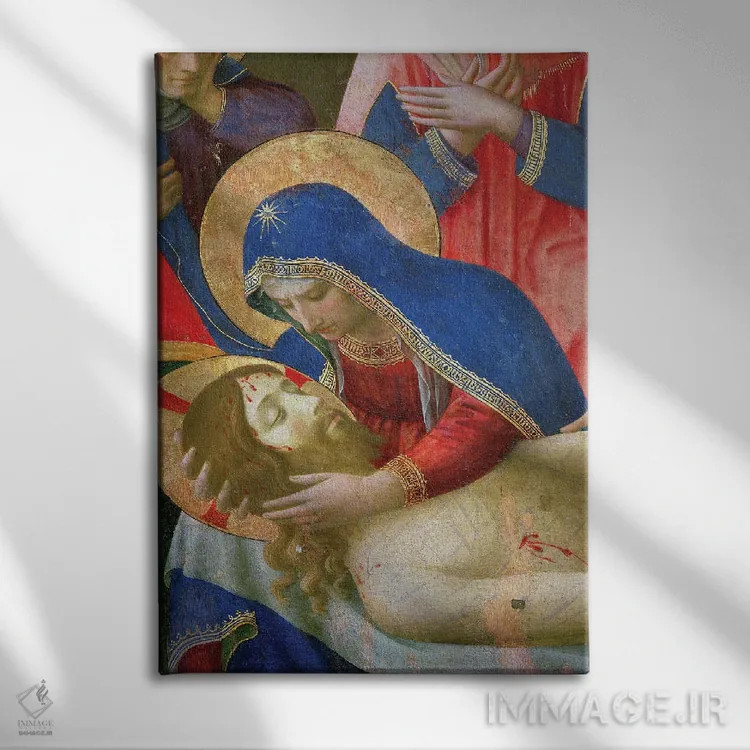 تابلو کلاسیک جزئیات مدونا در حال نگه داشتن عیسی، سوگواری بر پیکر مسیح، حدو… اثر فرا آنجلیکو - نمای روبهرو روی دیوار