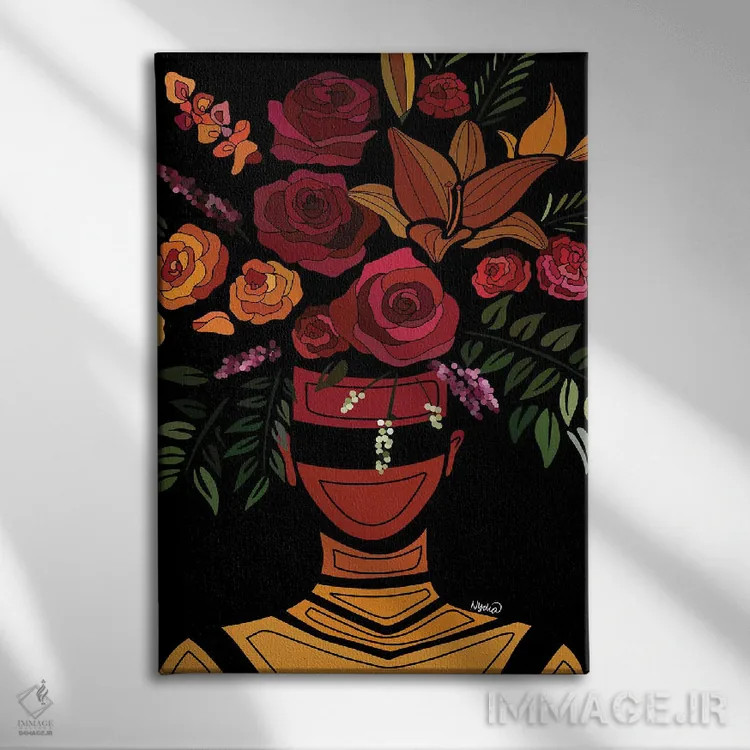 تابلو دکوراتیو گل های غروب آفتاب اثر نیدیا دراز - نمای روبهرو روی دیوار