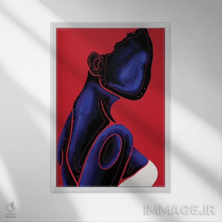 تابلو مدرن یاقوت کبود اثر نیدیا دراز - نمای قابدار سفید