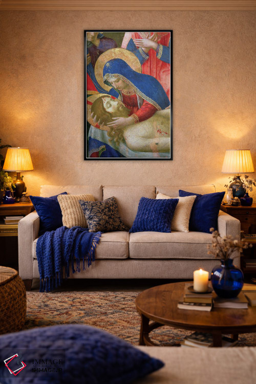 تابلو کلاسیک جزئیات مدونا در حال نگه داشتن عیسی، سوگواری بر پیکر مسیح، حدو… اثر فرا آنجلیکو - D5B