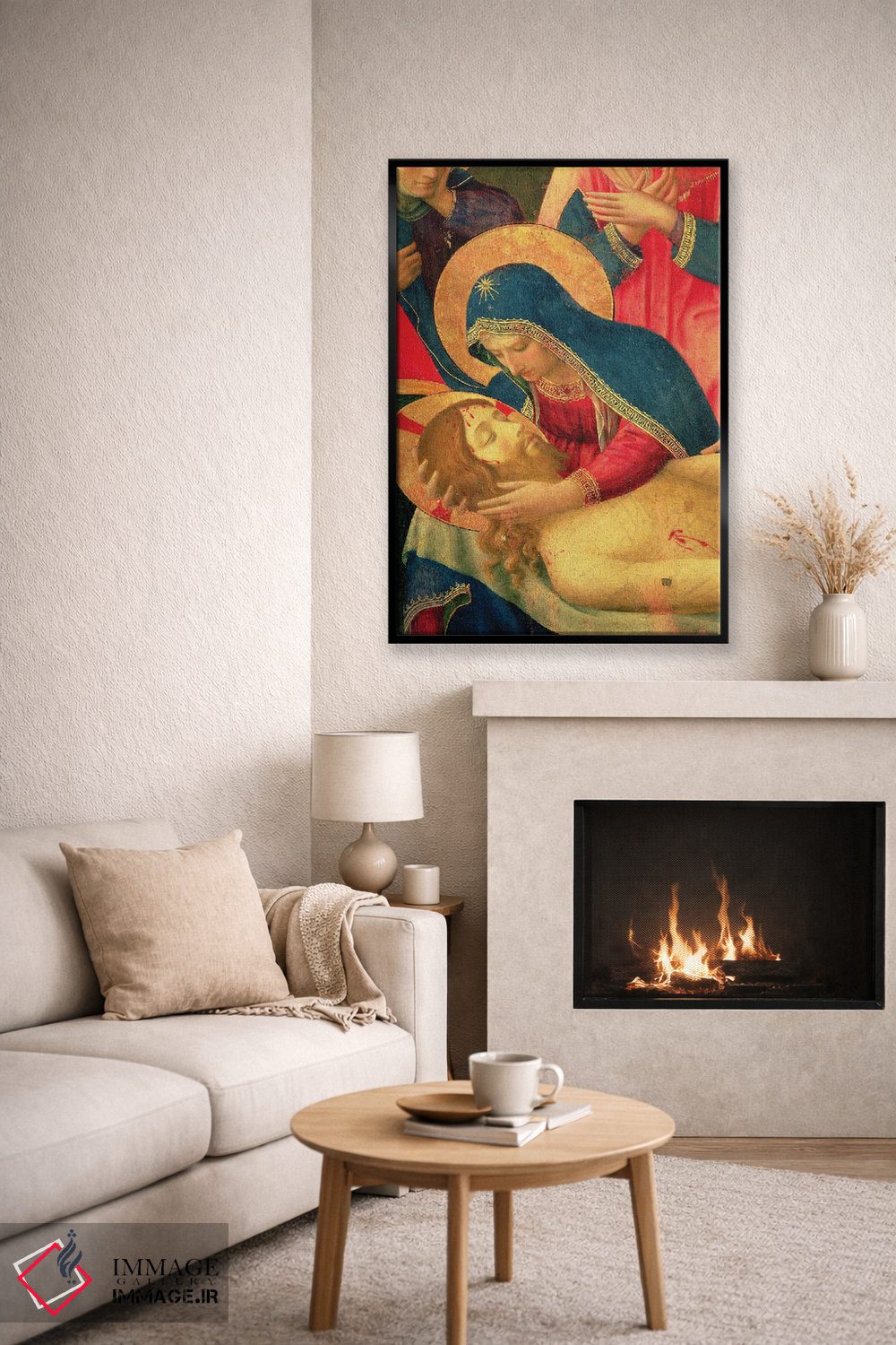 تابلو کلاسیک جزئیات مریم مقدس در حال نگه داشتن عیسی، سوگواری بر پیکر مسیح… اثر فرا آنجلیکو - D6B