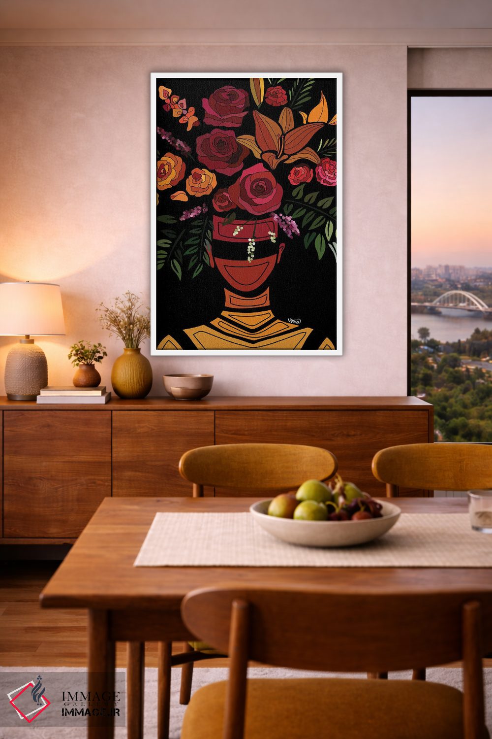 تابلو دکوراتیو گل های غروب آفتاب اثر نیدیا دراز - D6W