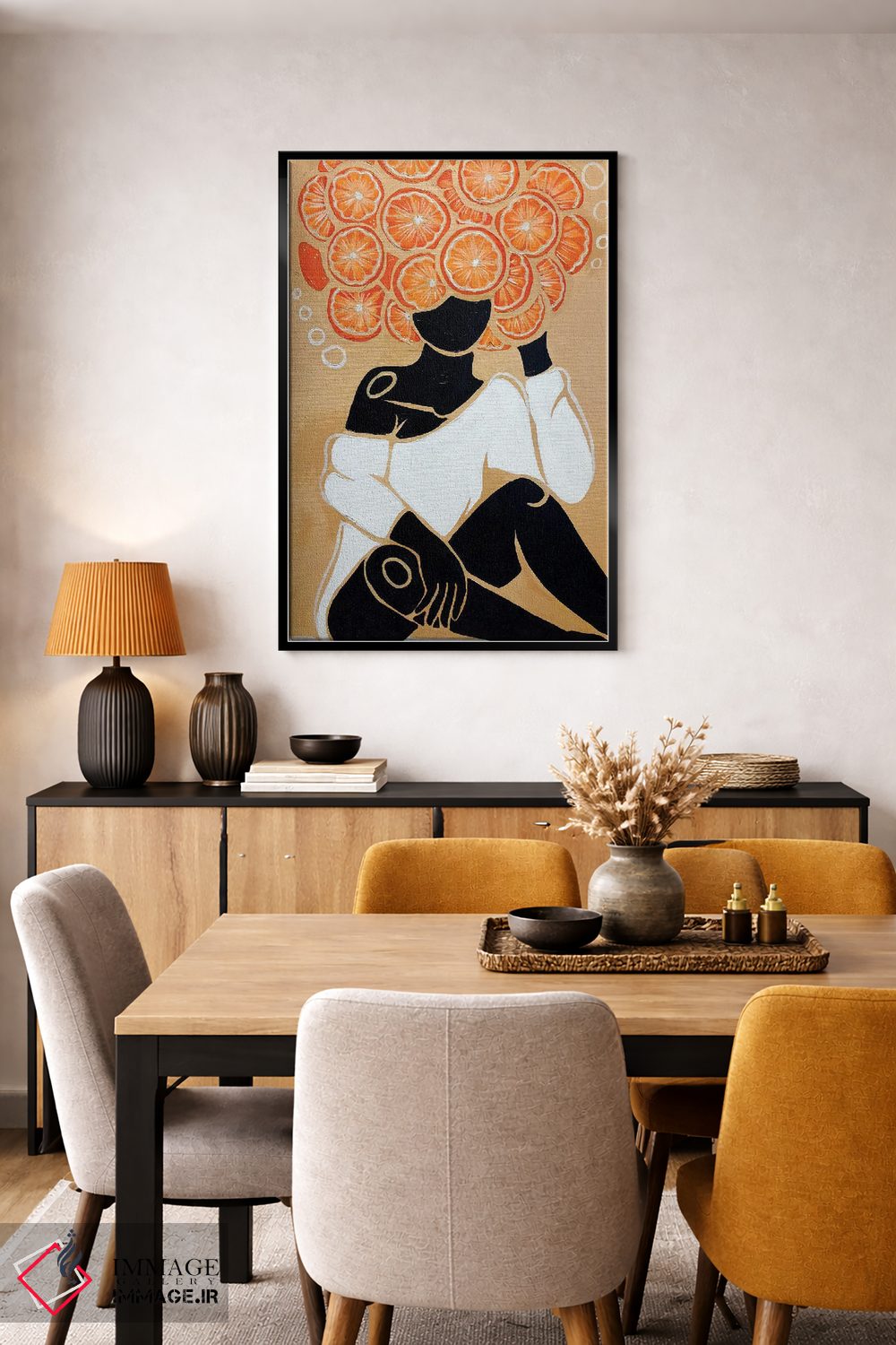 تابلو مدرن نارنگی اثر نیدیا دراز - D4B