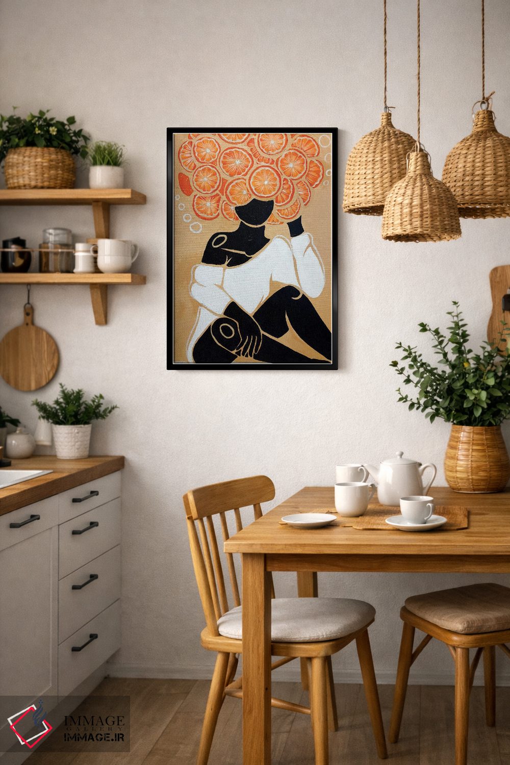 تابلو مدرن نارنگی اثر نیدیا دراز - D5B