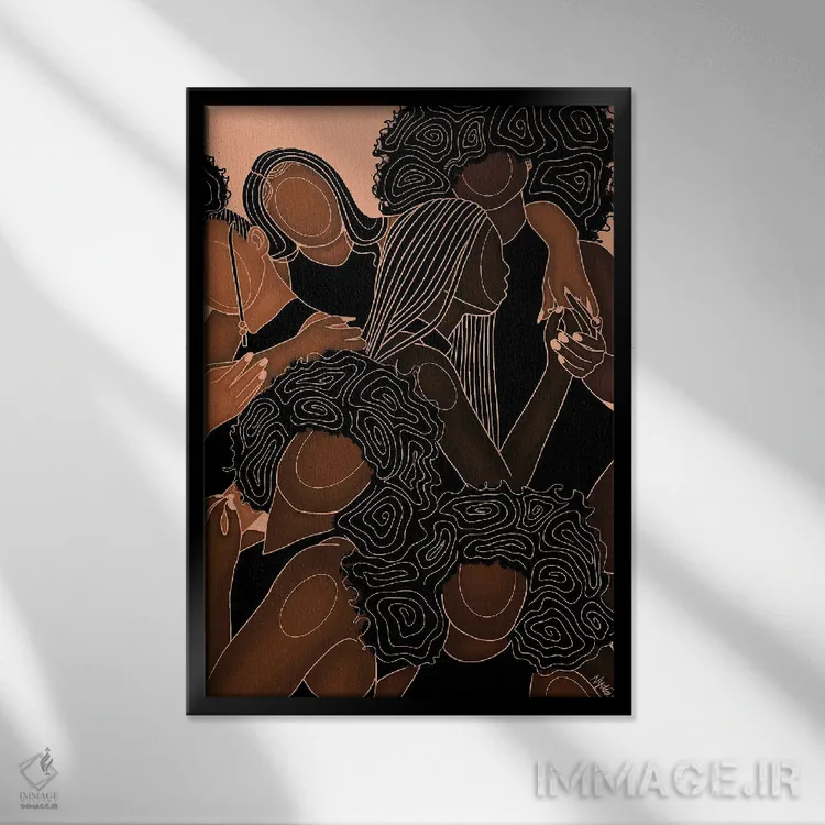 تابلو دکوراتیو خواهران ملانین اثر نیدیا دراز - نمای قابدار مشکی