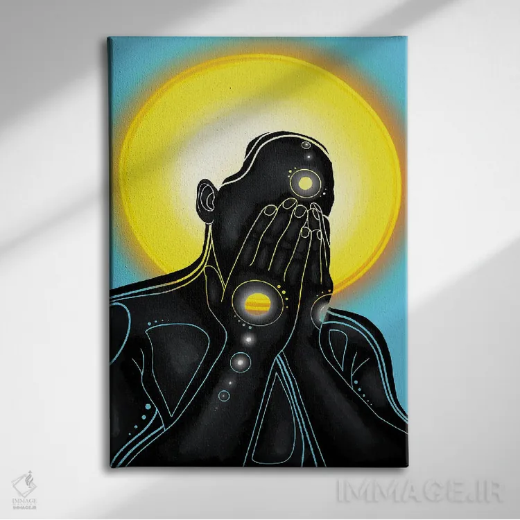 تابلو مدرن آبی اثر نیدیا دراز - نمای روبهرو روی دیوار