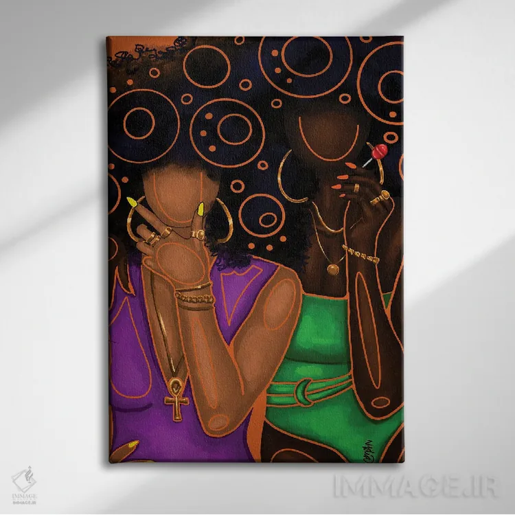 تابلو دکوراتیو رنگ ها و دایره های تابستانی اثر نیدیا دراز - نمای روبهرو روی دیوار