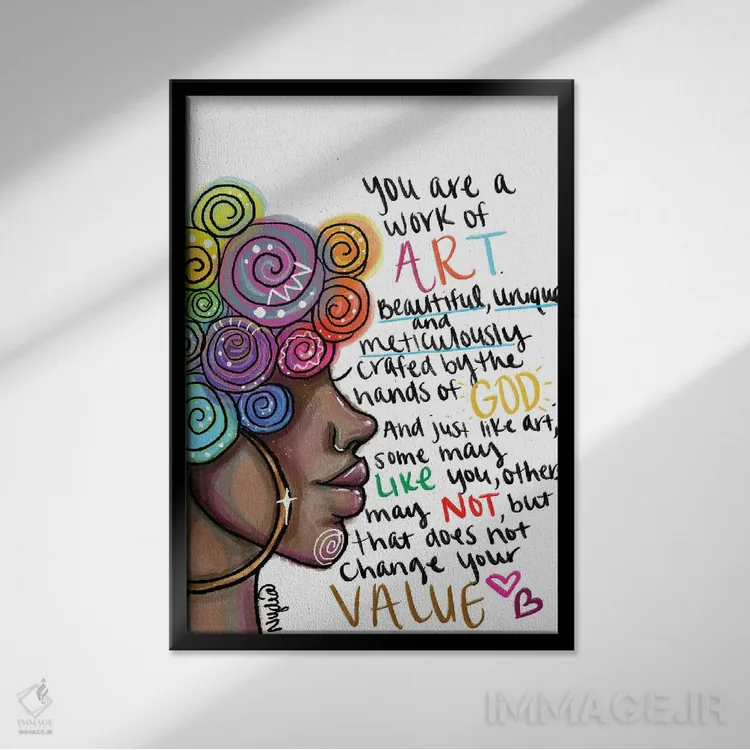 تابلو دکوراتیو یک پیام اثر نیدیا دراز - نمای قابدار مشکی