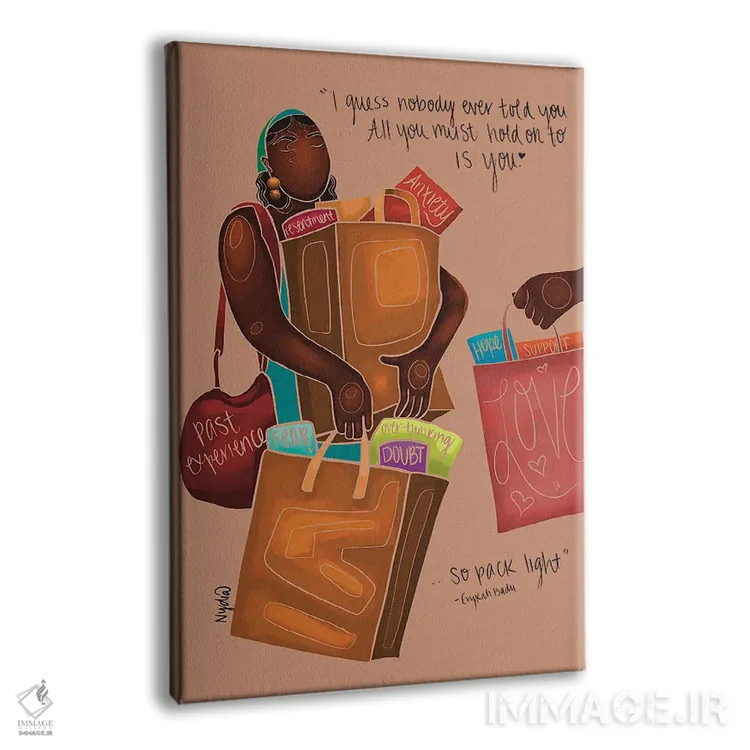 تابلو دکوراتیو زن کیف به دوش اثر نیدیا دراز - نمای پرسپکتیو محصول