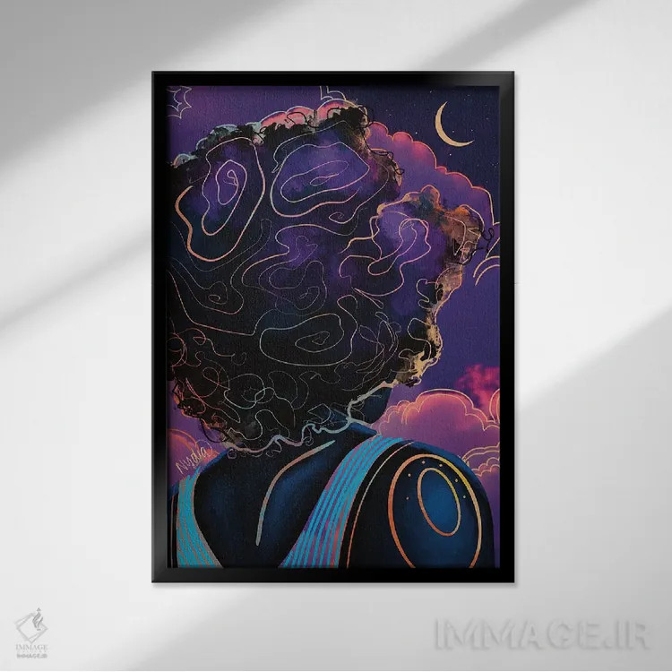 تابلو دکوراتیو "مرا به ماه ببر" اثر نیدیا دراز - نمای قابدار مشکی