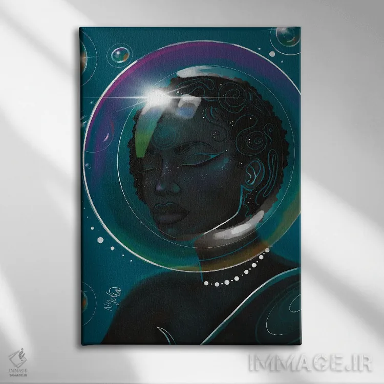 تابلو دکوراتیو "حباب ها" اثر نیدیا دراز - نمای روبهرو روی دیوار