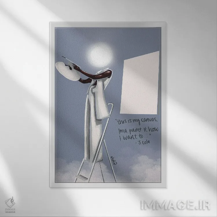 تابلو دکوراتیو "بوم سفید" اثر نیدیا دراز - نمای قابدار سفید