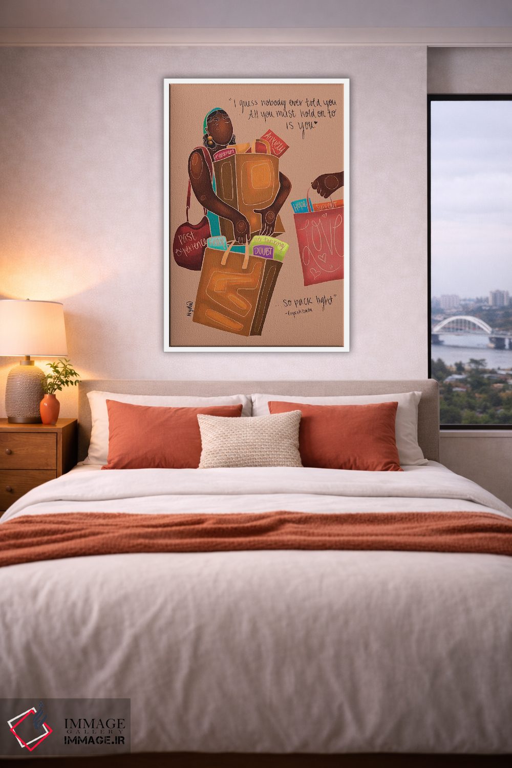 تابلو دکوراتیو زن کیف به دوش اثر نیدیا دراز - D3W