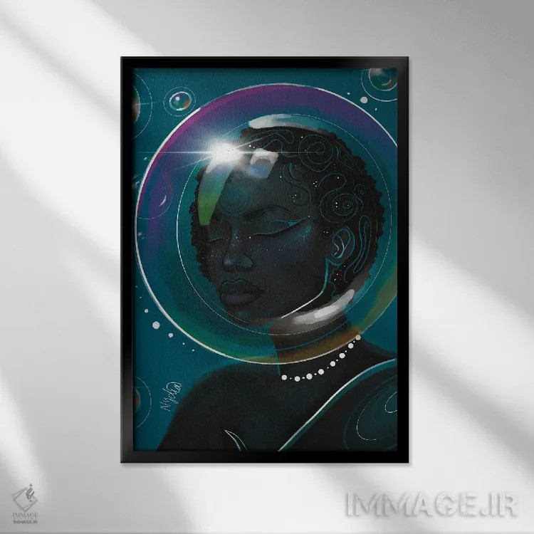 تابلو دکوراتیو "حباب ها" اثر نیدیا دراز - نمای قابدار مشکی