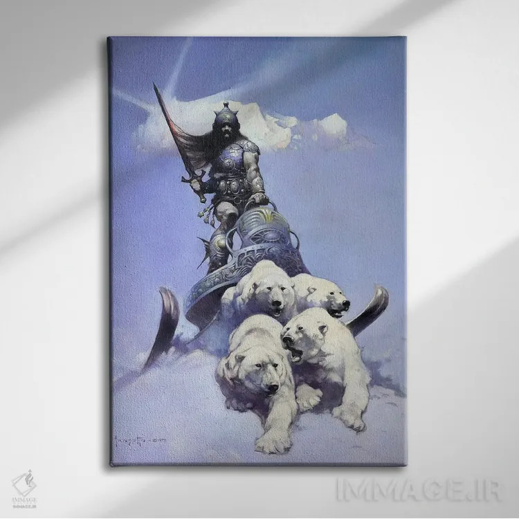 تابلو دکوراتیو "جنگجوی نقره ای" اثر فرانک فرزتا - نمای روبهرو روی دیوار