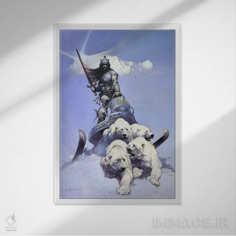 تابلو دکوراتیو "جنگجوی نقره ای" اثر فرانک فرزتا - نمای قابدار سفید