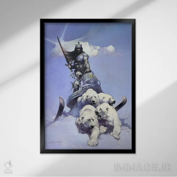 تابلو دکوراتیو "جنگجوی نقره ای" اثر فرانک فرزتا - نمای قابدار مشکی