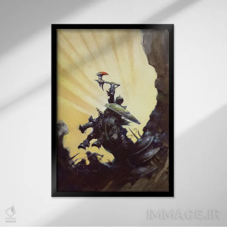 تابلو دکوراتیو "قهرمان جاودان" اثر فرانک فرزتا - نمای قابدار مشکی