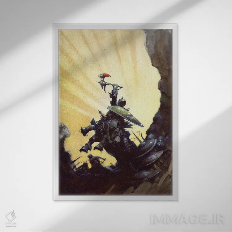 تابلو دکوراتیو "قهرمان جاودان" اثر فرانک فرزتا - نمای قابدار سفید