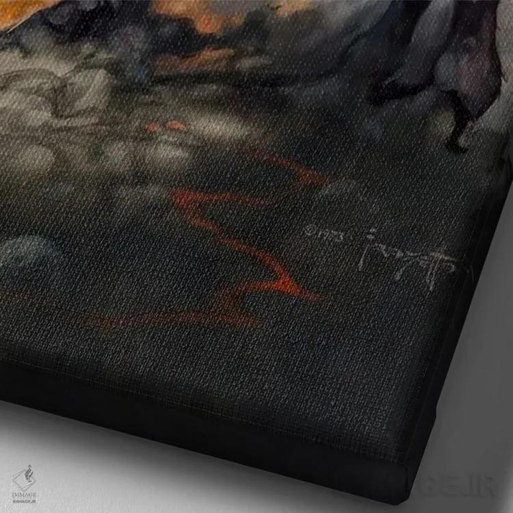 تابلو دکوراتیو "دلال مرگ" اثر فرانک فرزتا - نمای نزدیک بافت بوم