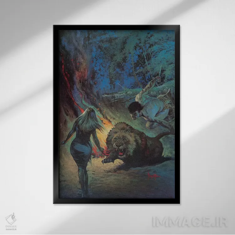 تابلو دکوراتیو "تارزان و جواهرات اوپار؟" اثر فرانک فرزتا - نمای قابدار مشکی