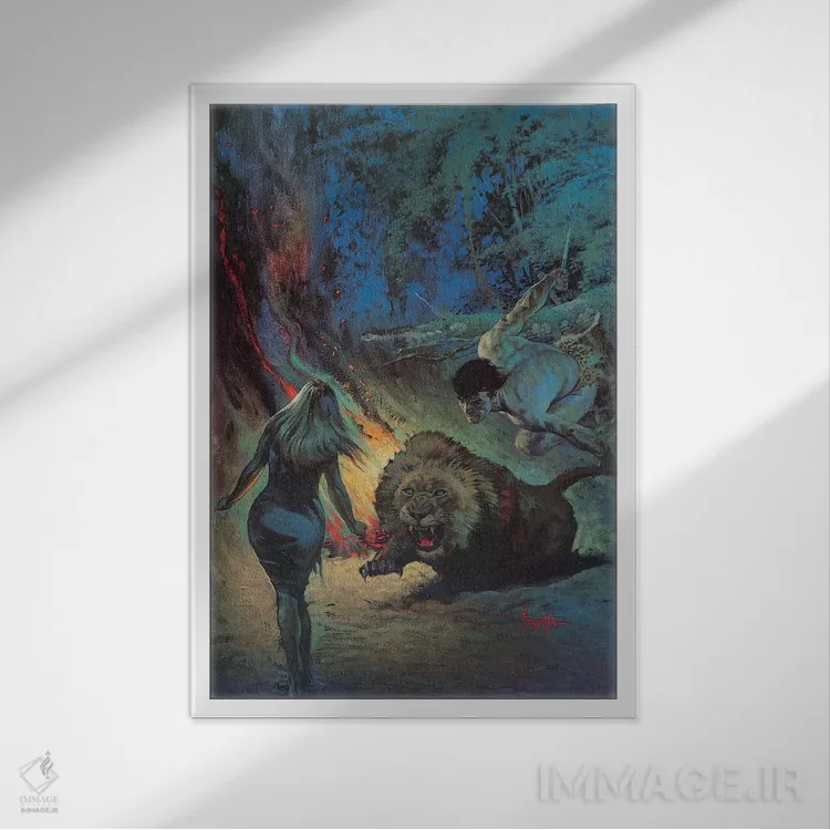 تابلو دکوراتیو "تارزان و جواهرات اوپار؟" اثر فرانک فرزتا - نمای قابدار سفید