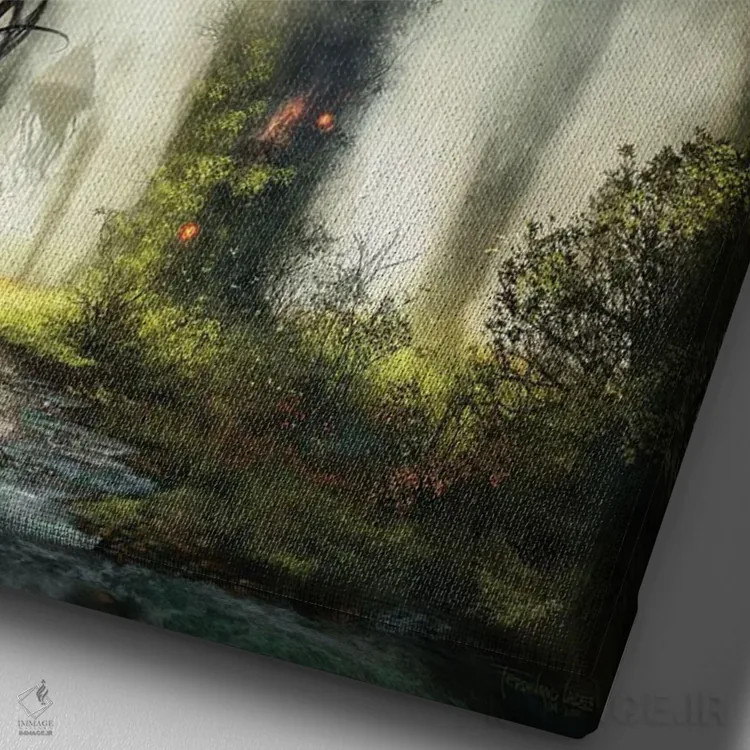 تابلو دکوراتیو "برج های کیله" اثر فرباوراند لادرا - نمای نزدیک بافت بوم