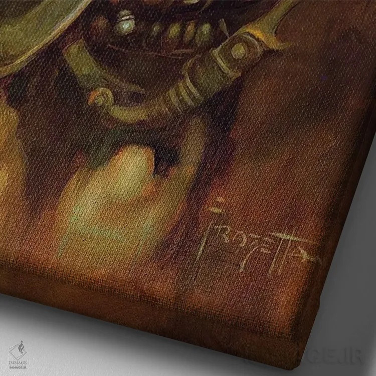 تابلو دکوراتیو "پرتره بربر" اثر فرانک فرزتا - نمای نزدیک بافت بوم