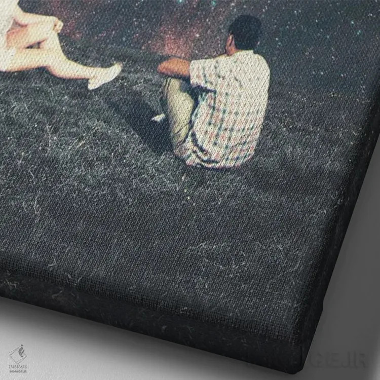 تابلو دکوراتیو "ماه من، مرد من، عشق من" اثر فرانک موس - نمای نزدیک بافت بوم