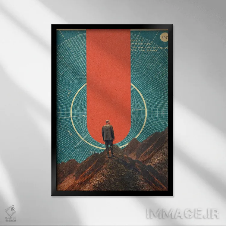 تابلو دکوراتیو "تنها قطب نما، نگاه دقیق است" اثر فرانک موس - نمای قابدار مشکی