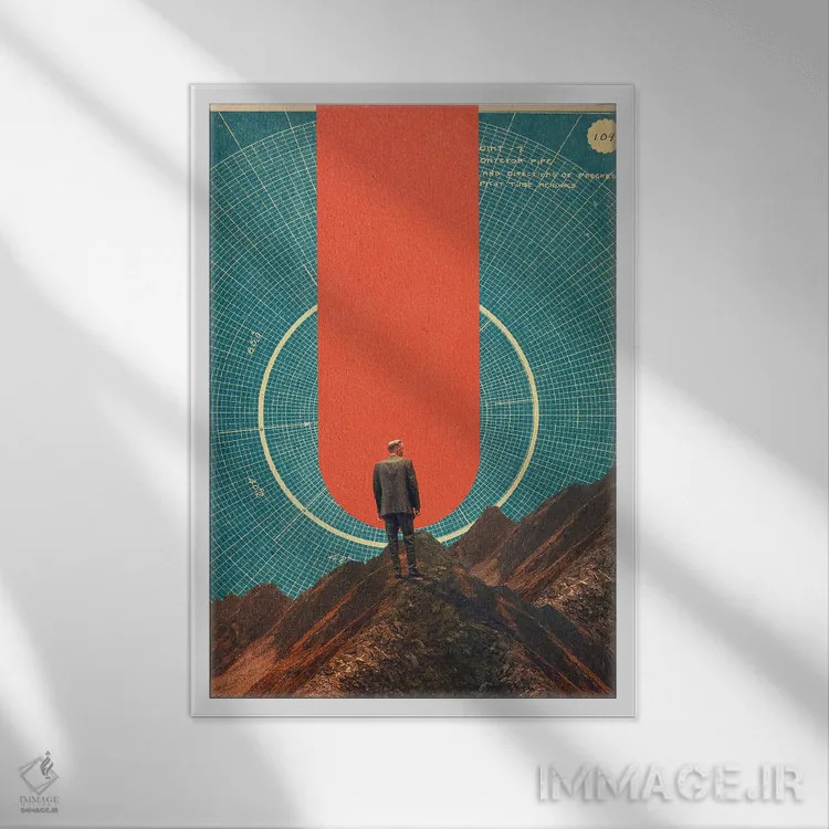 تابلو دکوراتیو "تنها قطب نما، نگاه دقیق است" اثر فرانک موس - نمای قابدار سفید