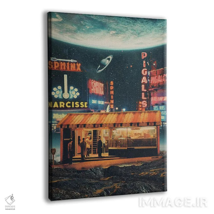 تابلو دکوراتیو "کارت پستالی از سال ۲۳۴۷" اثر فرانک موس - نمای پرسپکتیو محصول