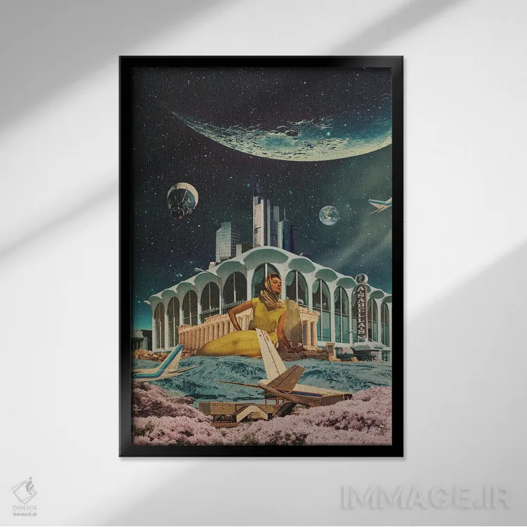 تابلو دکوراتیو "کارت پستالی از سال ۲۳۴۵" اثر فرانک موس - نمای قابدار مشکی