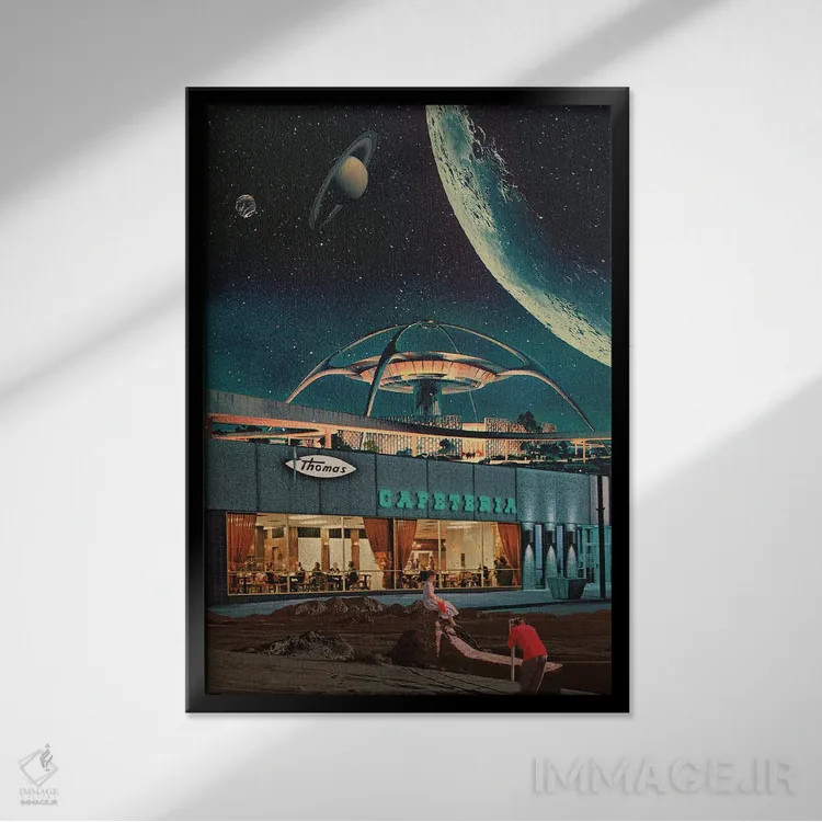 تابلو دکوراتیو "کارت پستالی از سال ۲۳۴۶" اثر فرانک موس - نمای قابدار مشکی