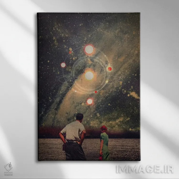 تابلو دکوراتیو "انفجارهای نوری در آسمان ما" اثر فرانک موس - نمای روبهرو روی دیوار