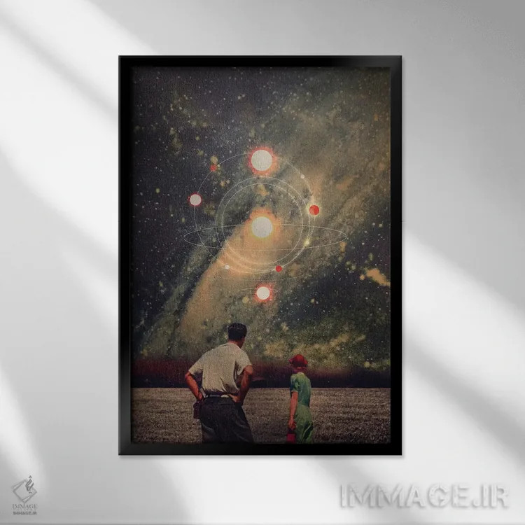 تابلو دکوراتیو "انفجارهای نوری در آسمان ما" اثر فرانک موس - نمای قابدار مشکی