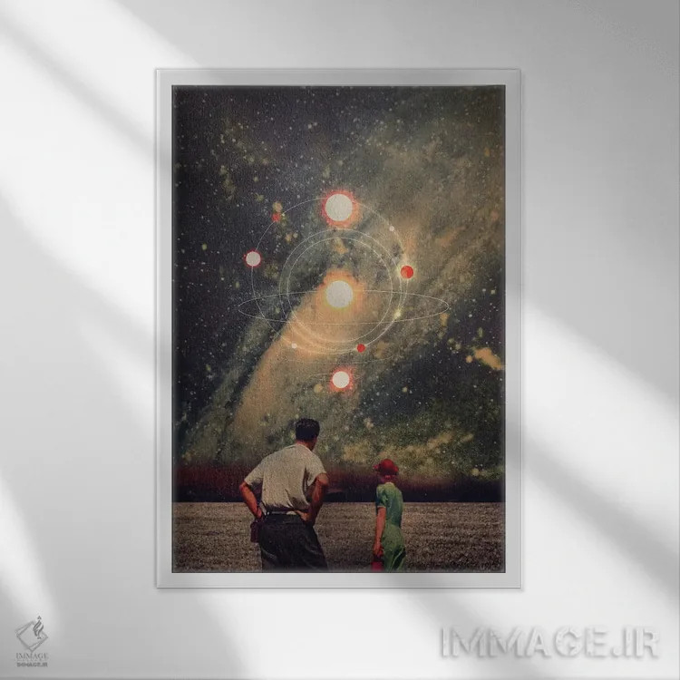 تابلو دکوراتیو "انفجارهای نوری در آسمان ما" اثر فرانک موس - نمای قابدار سفید