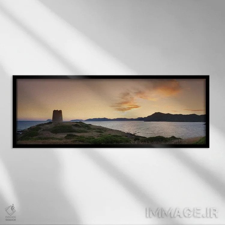 تابلو دکوراتیو Saracen Tower, Costa del Sud, Sulcis, Sardinia, Italy"… اثر پانورامیک ایمجز - نمای قابدار مشکی