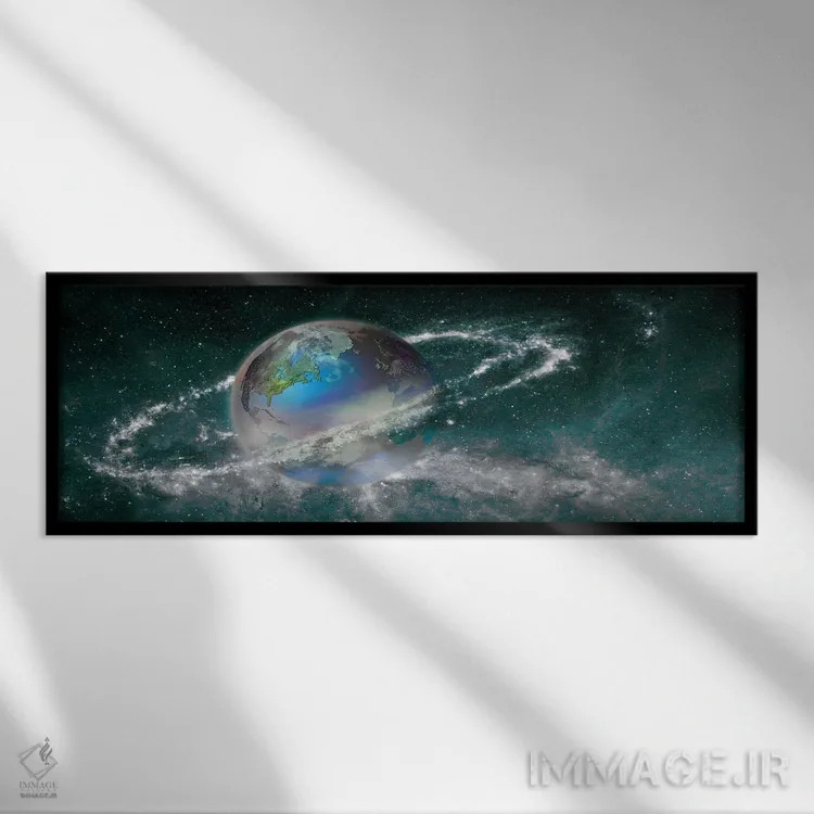 تابلو دکوراتیو زمین در میدان ستاره ای اثر پانورامیک ایمجز - نمای قابدار مشکی
