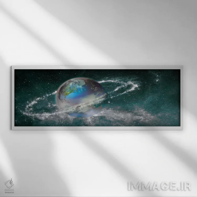 تابلو دکوراتیو زمین در میدان ستاره ای اثر پانورامیک ایمجز - نمای قابدار سفید