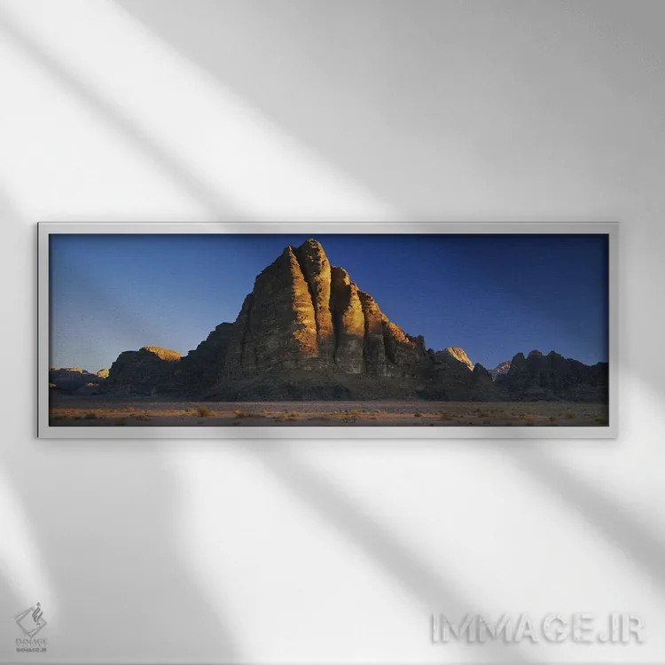 تابلو دکوراتیو Wadi Rum, Jordan" - "شکل گیری های سنگی در یک چشم انداز… اثر پانورامیک ایمجز - نمای قابدار سفید