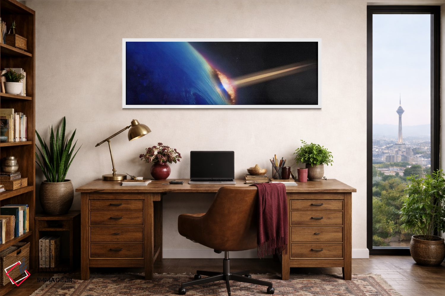 تابلو دکوراتیو شهاب دنباله دار برخوردکننده به زمین اثر پانورامیک ایمجز - D1W